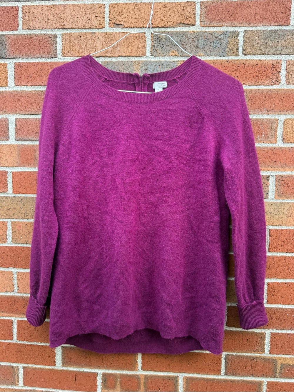 Halogen 100% Cashmere Magenta Purple Back Zip Sweater Size Medium